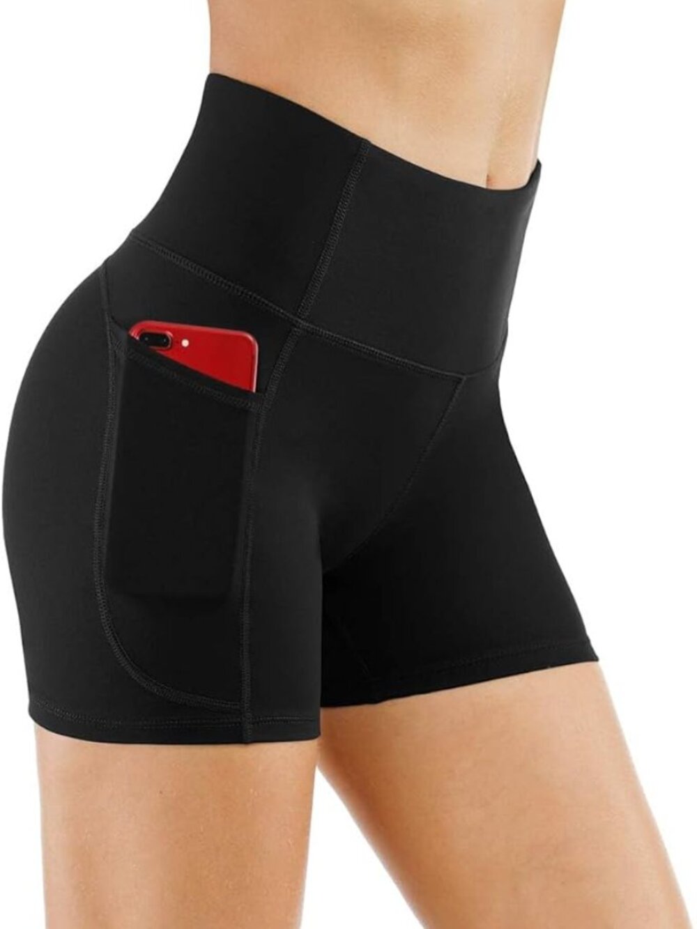 Women’s Black Yoga Shorts Small | High Waist Biker Shorts with Pockets